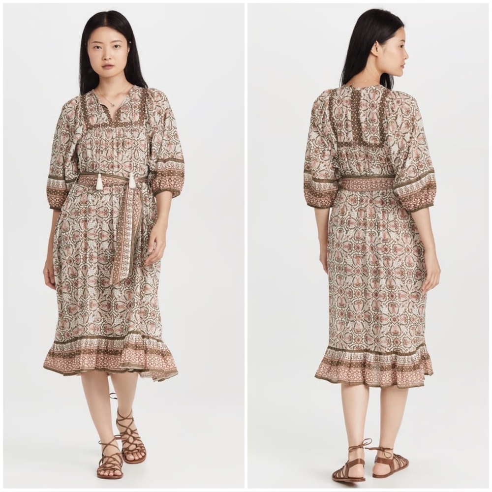 Cleobella Magdalena Midi Dress - Mosaic Block Print